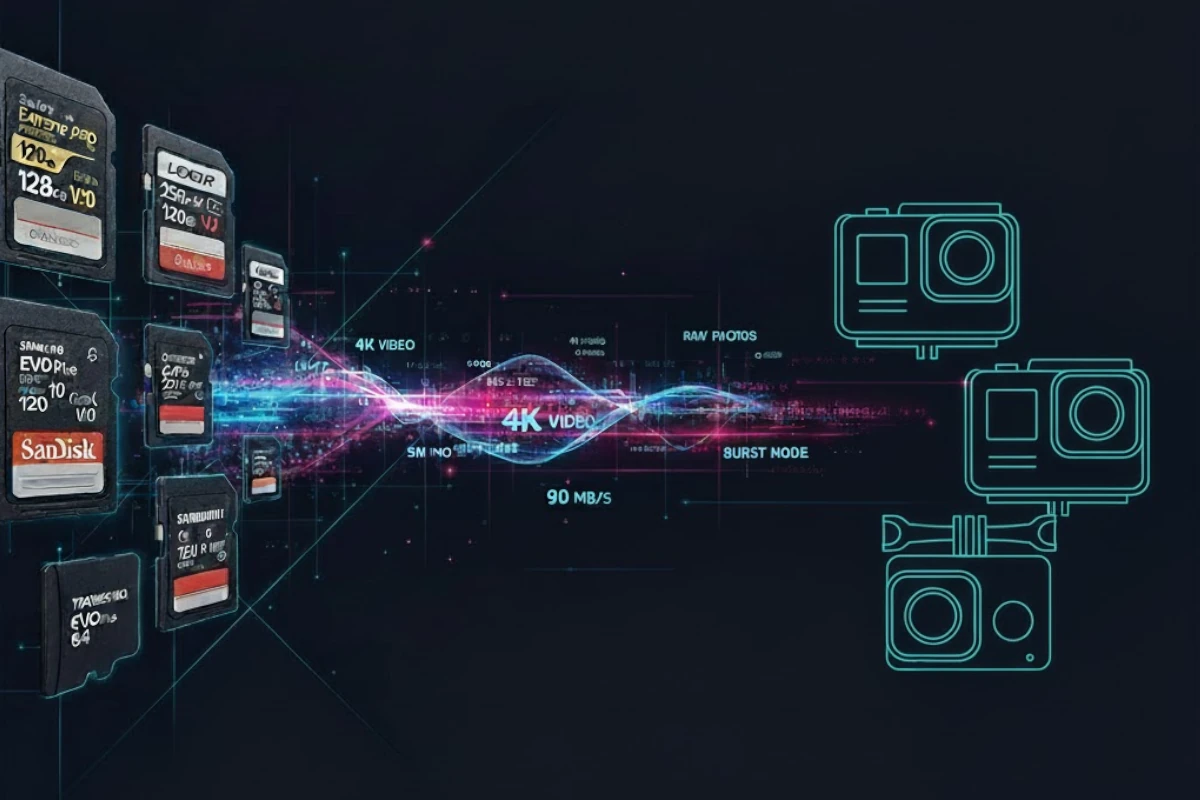 Action camera recording footage