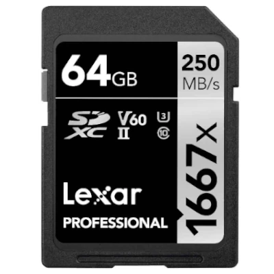 Lexar Professional 1667x Silver SD (Legacy ID) V60 SD card - 45USD